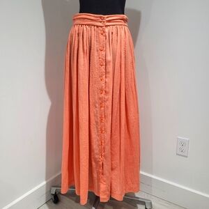 Lundstrom Women's Vintage Buttoned Voluminous Maxi Skirt Size Small Coral